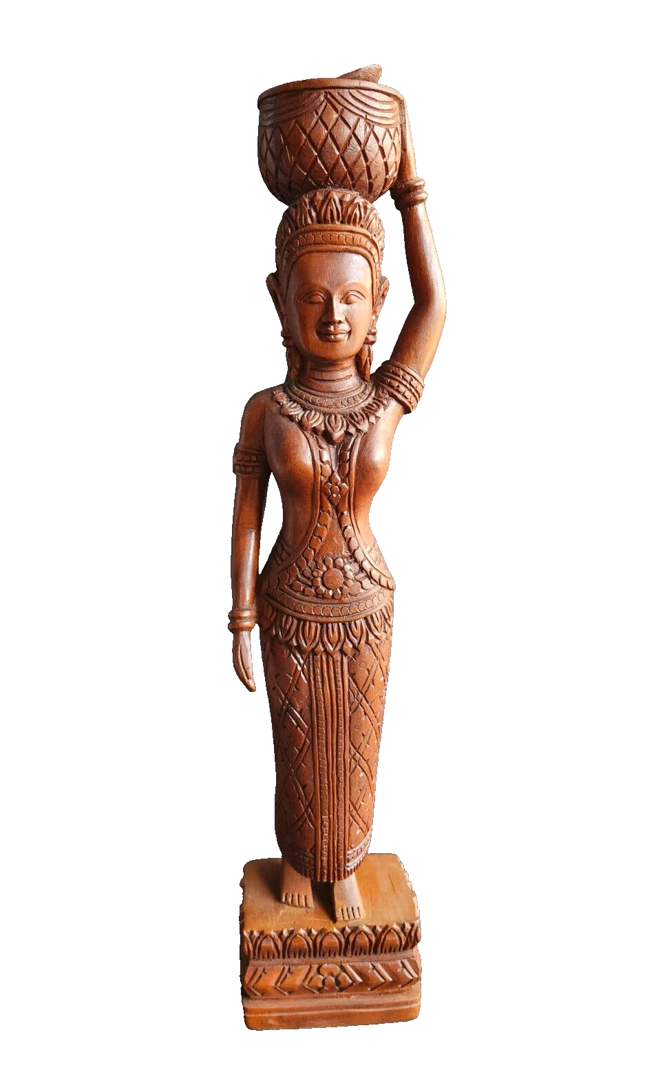Large Indonesian Bali Balinese Carved Wood Woman Figurine image 0