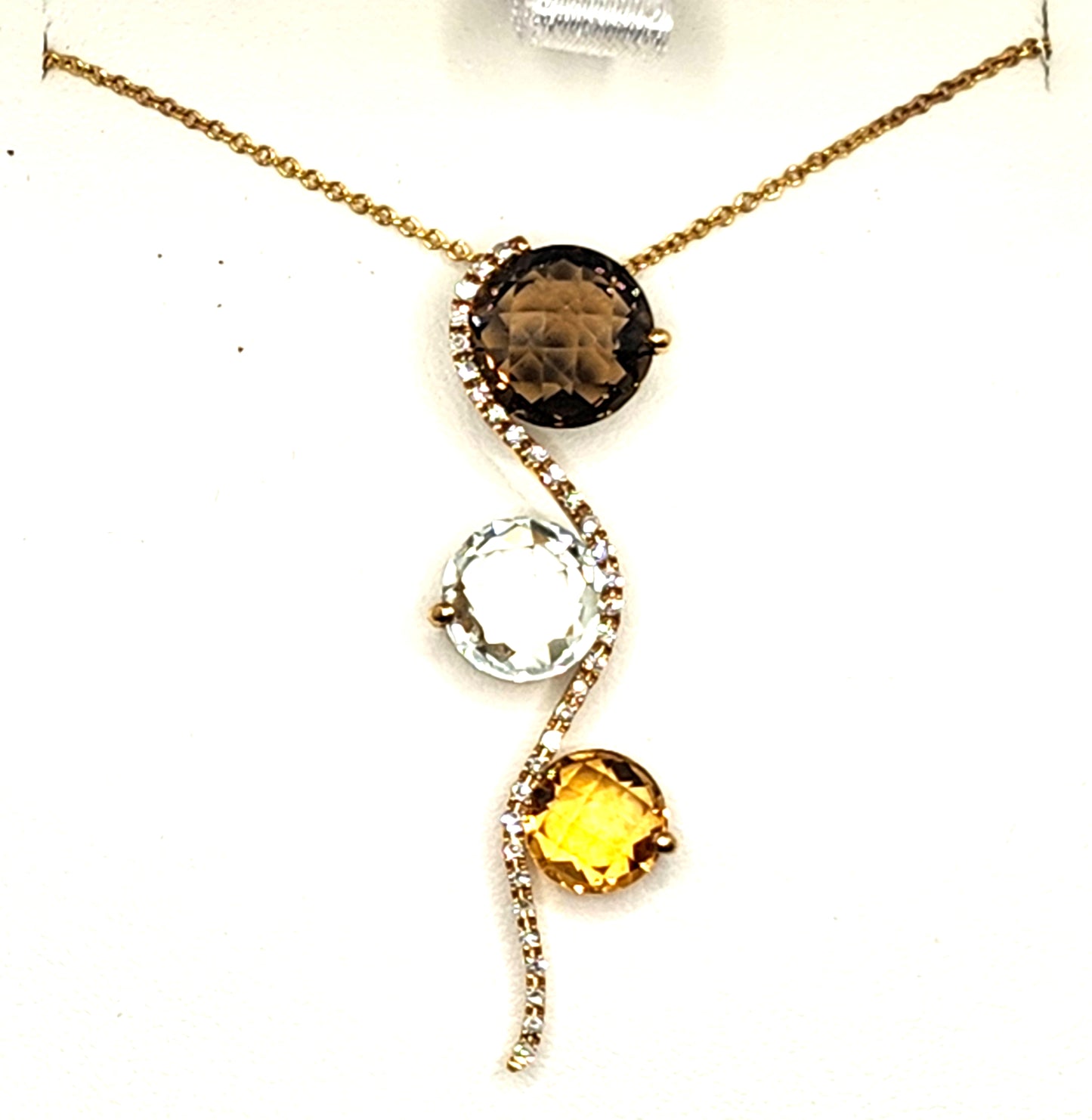 NEW! EFFY Multi Stone & Diamond 14k Yellow Gold Pendant w/ Chain image 4