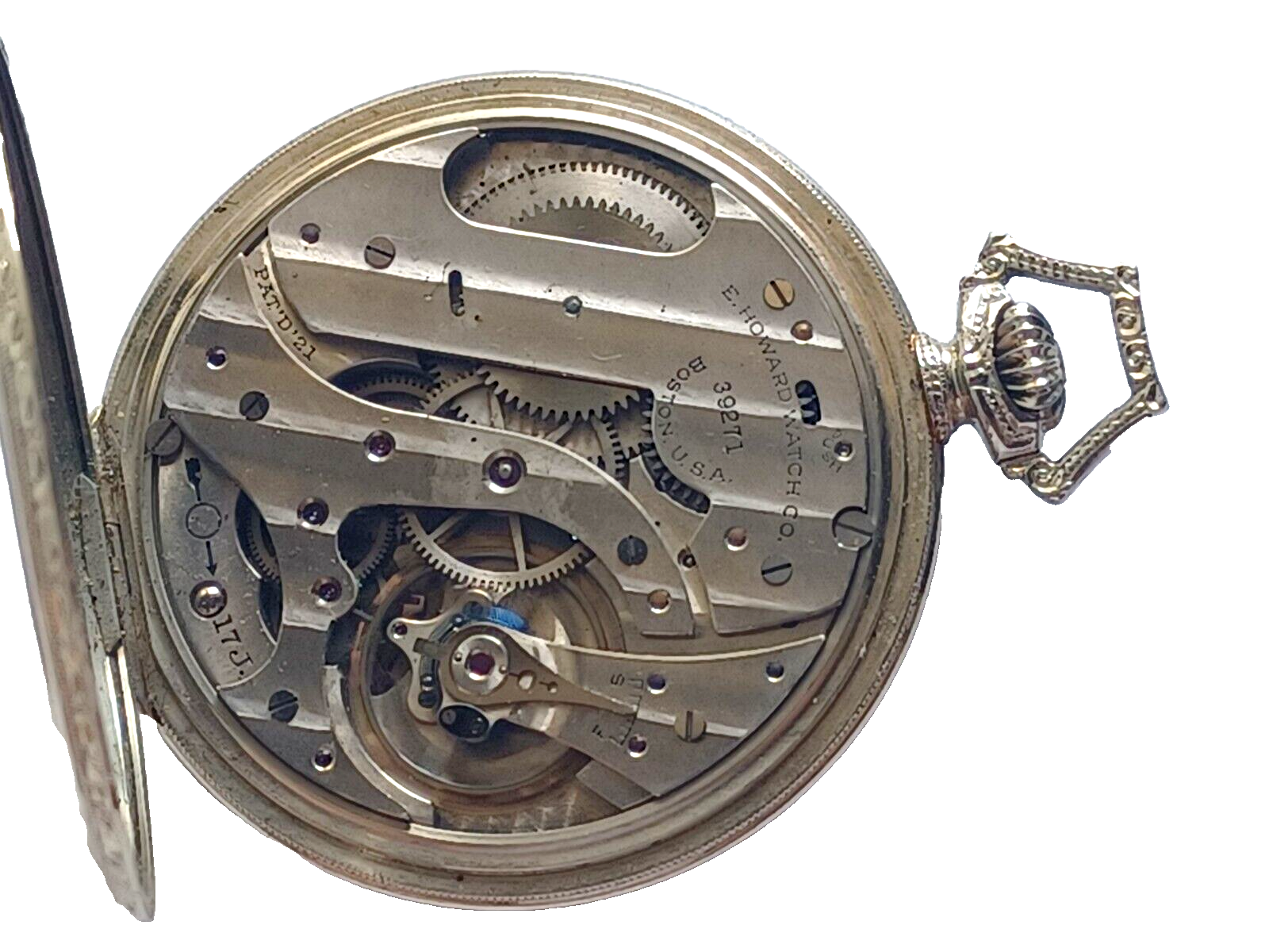 Antique E Howard Series 12 Solid 14K White Gold Pocket Watch 17J  10 Size in Box image 7