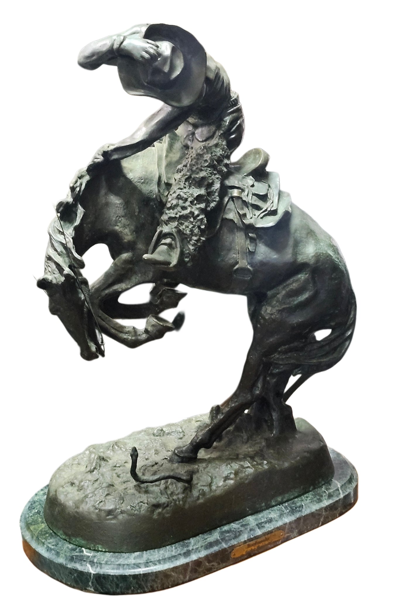 Frederic Remington Bronze Statue Titled "Rattlesnake" 23" Tall image 0
