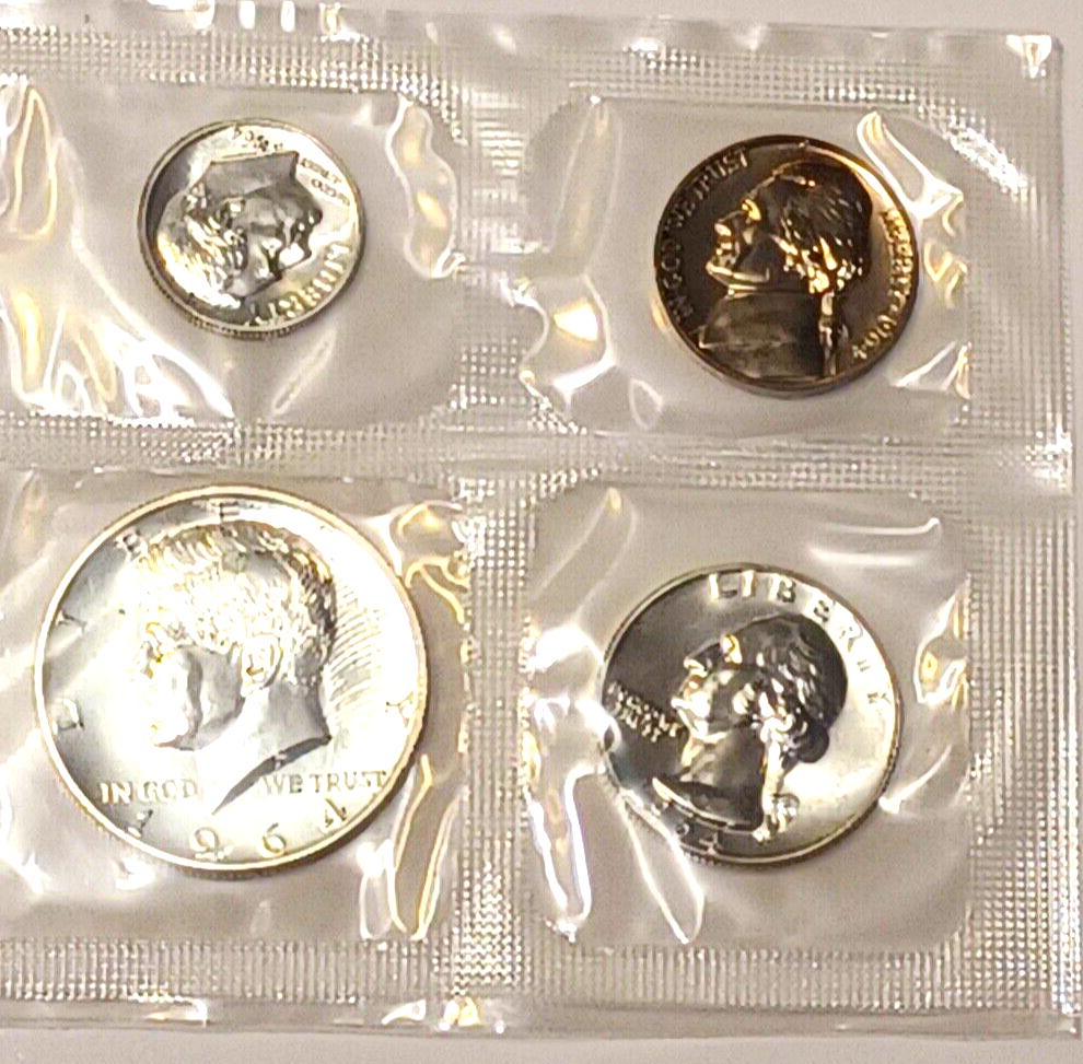 1964 U.S. Mint SILVER PROOF Set in Original Envelope image 3