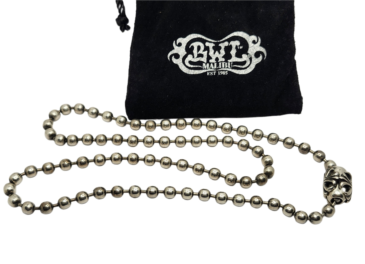 BWL Bill Wall Leather Sterling 5.5mm Ball Chain Gothic Cross 24" Neckl image 0