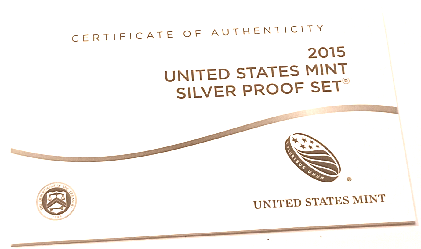 2015 S US Mint Silver Proof Set - 14 Coins COA Original Box image 8