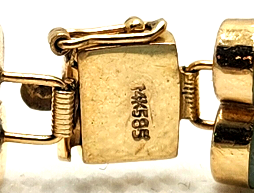 Double Fu Fuku Fortune Spring Jade  & 14k Yellow Gold Bracelet image 9