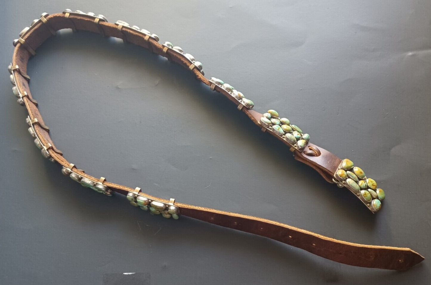 Navajo Native American Sterling Silver Turquoise Concho Belt by Willie Nezzie image 14