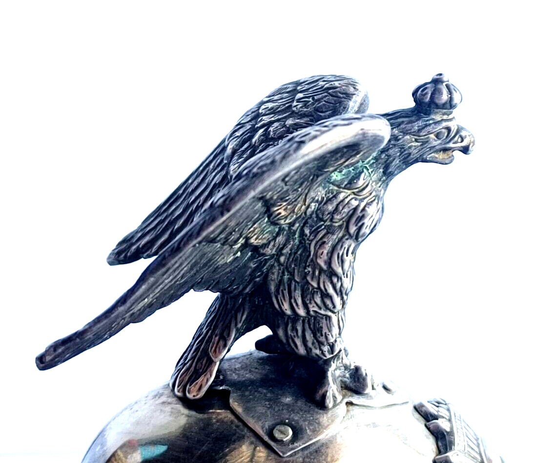 Prussian Regiment Corps Officers Sterling Silver Parade Helmet Iron Cross Award image 6