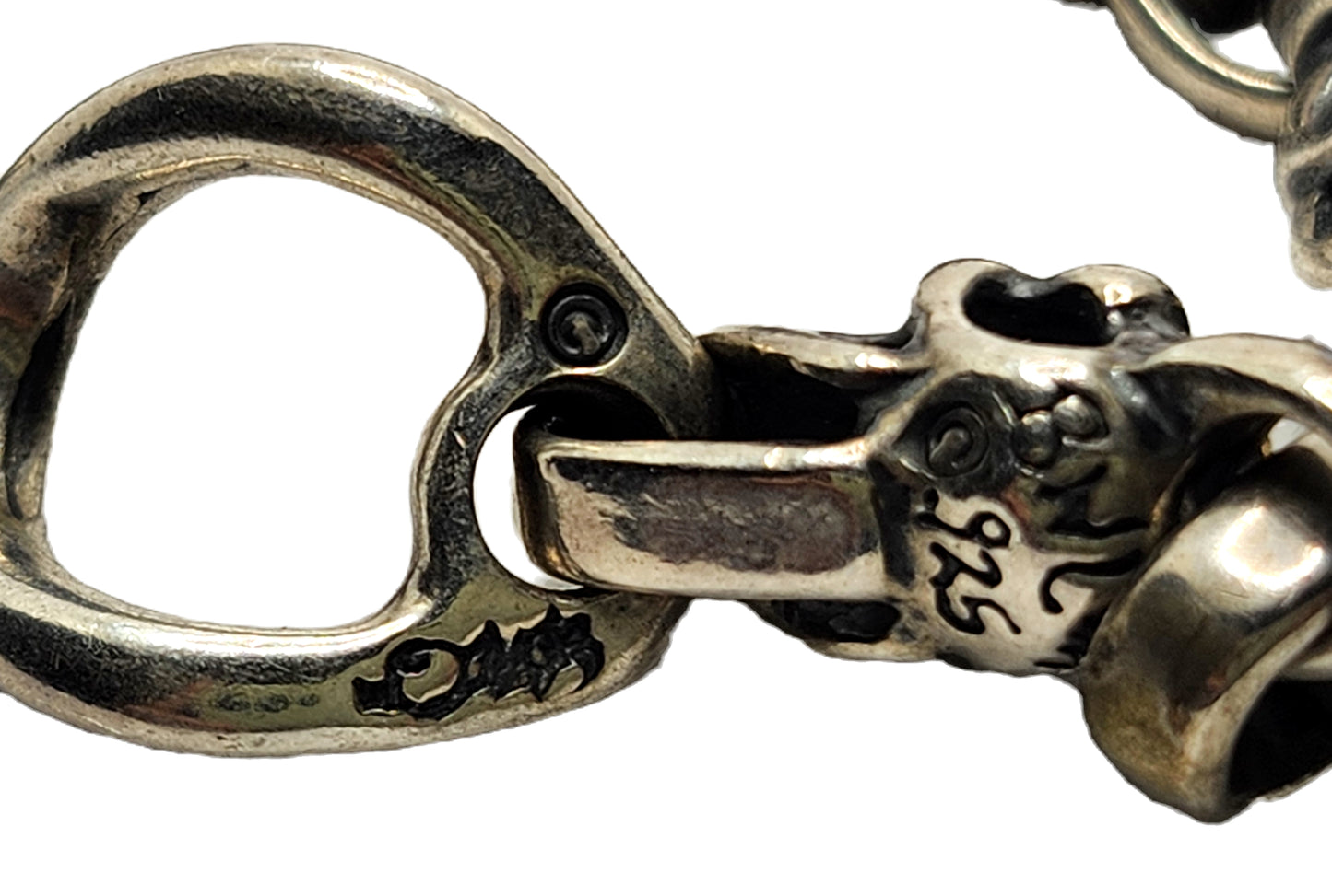 BWL Bill Wall Leather Six Good Luck Skull Sterling Silver Toggle Brac image 6