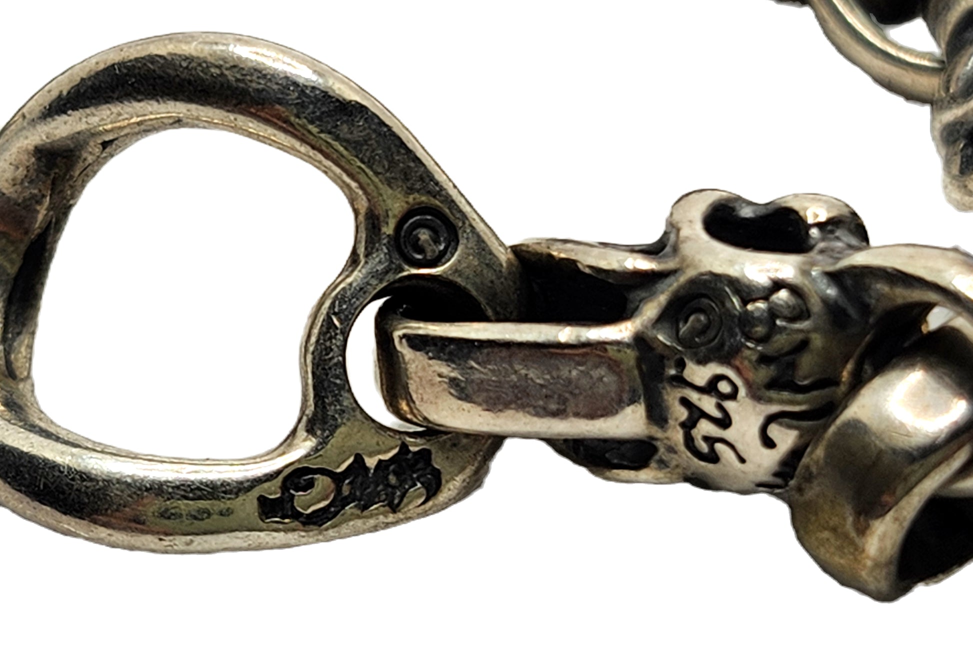 BWL Bill Wall Leather Six Good Luck Skull Sterling Silver Toggle Brac image 6