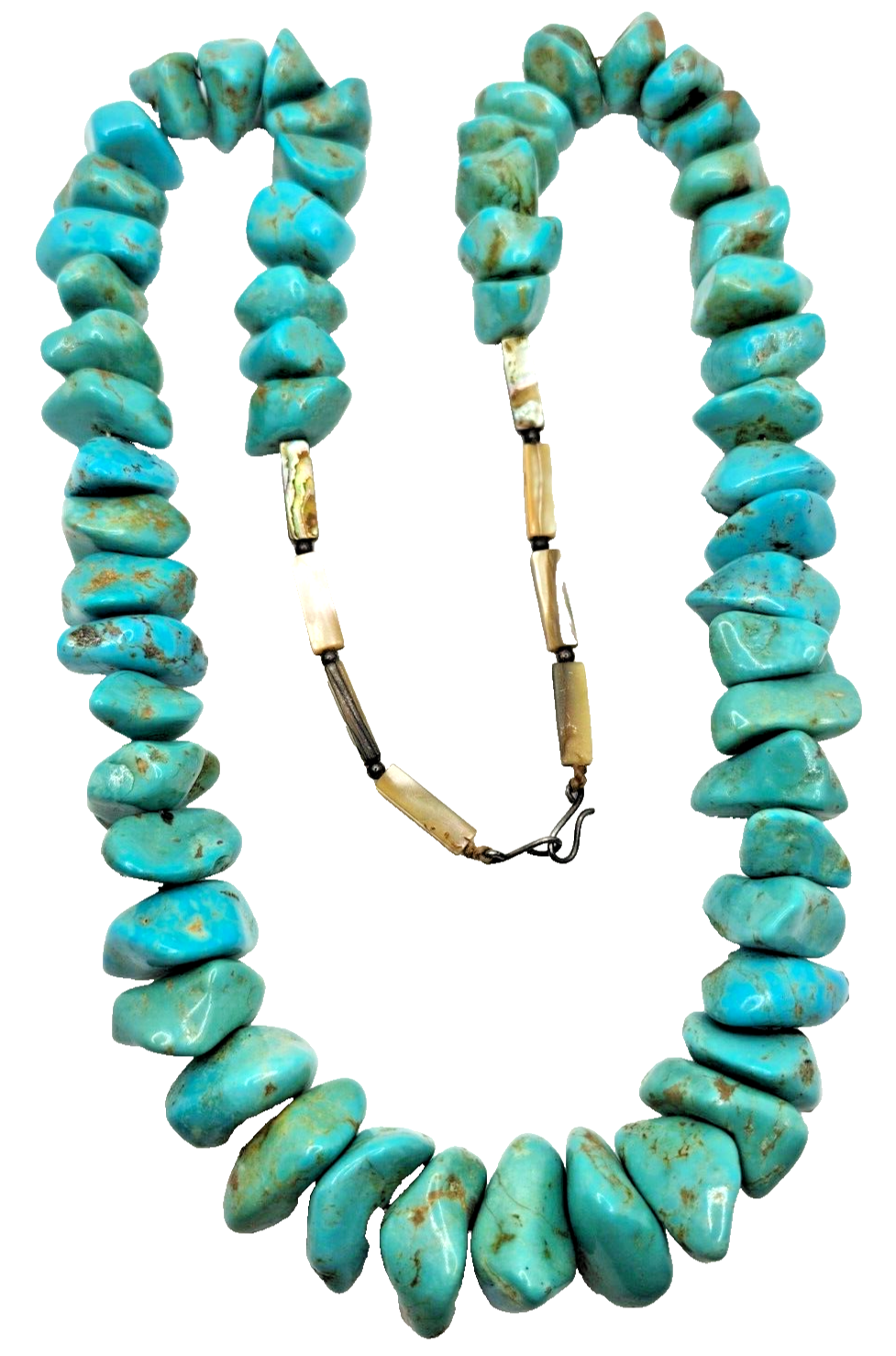 Antique Vintage Heavy Native American Chunky Graduated Turquoise Bead Necklace image 1