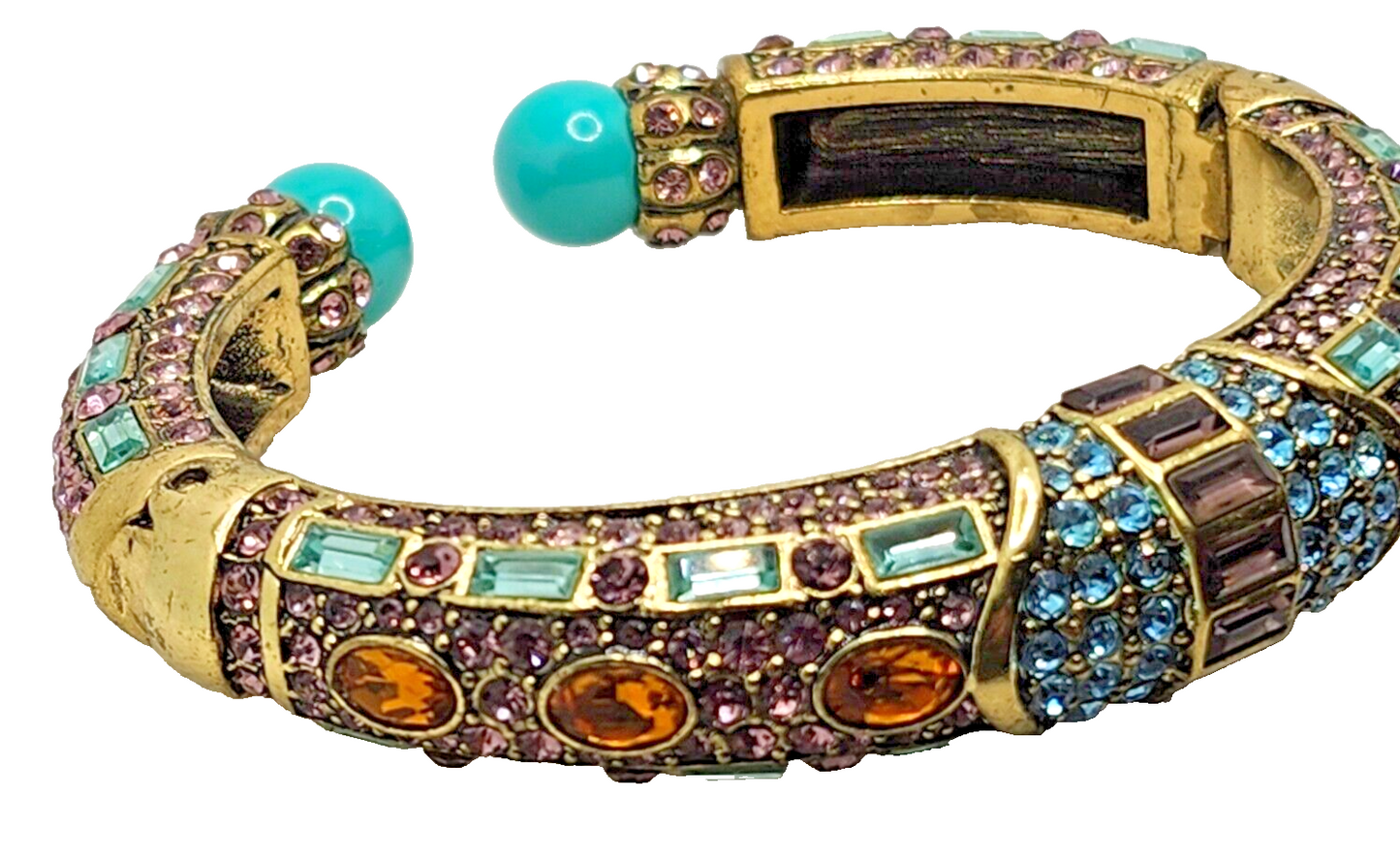 Heidi Daus Lavish Layers Double Hinged Cuff Bracelet ~ Purple & Blue image 4