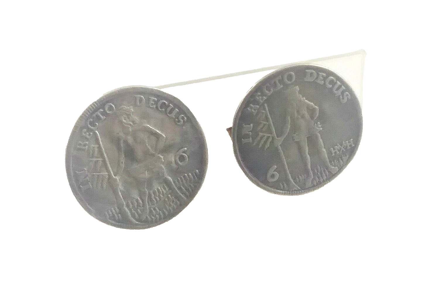 Antique 6 Marian Dime 1708 Silver Coin & 14K GF Cufflinks image 1