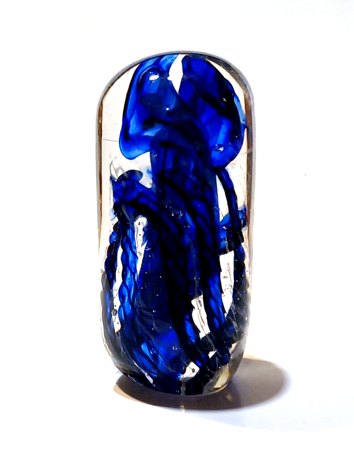Murano Art Glass Paperweight Italy MCM Art Glass Cobalt Blue Sculpture 5" Tall image 0
