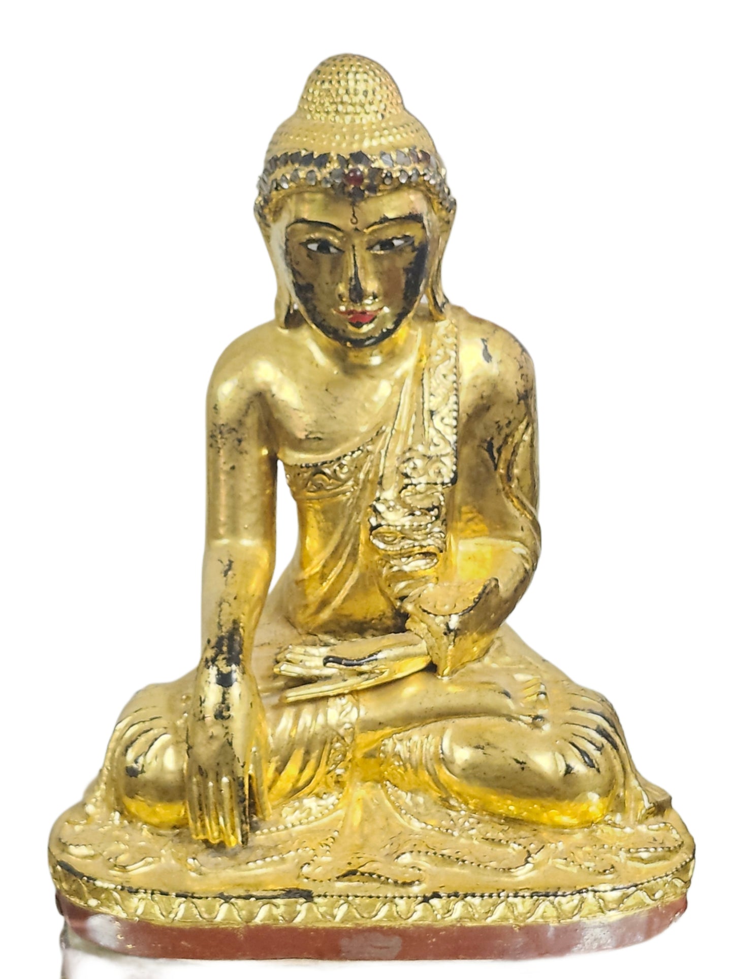 Antique 19th Century Burmese Wooden Sculpture of Mandalay Buddha Statue image 0