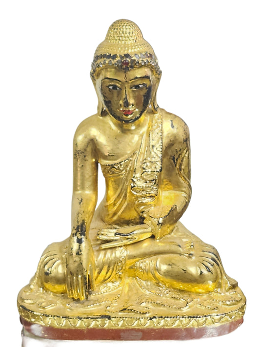 Antique 19th Century Burmese Wooden Sculpture of Mandalay Buddha Statue image 0