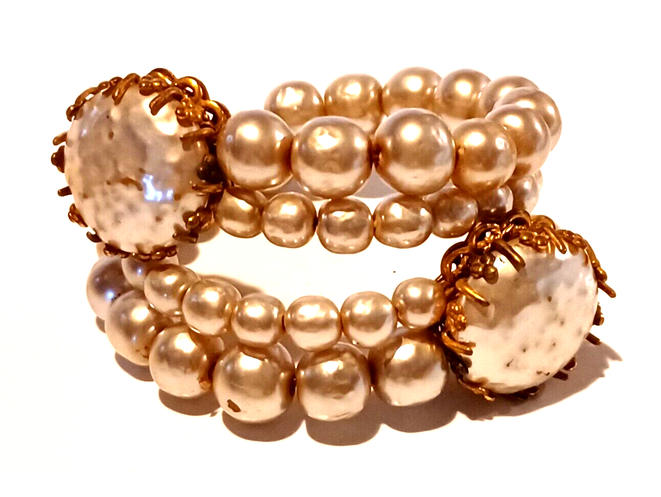 RARE Vintage Miriam Haskell 4pc Pearl & Goldtone Set Signed image 10