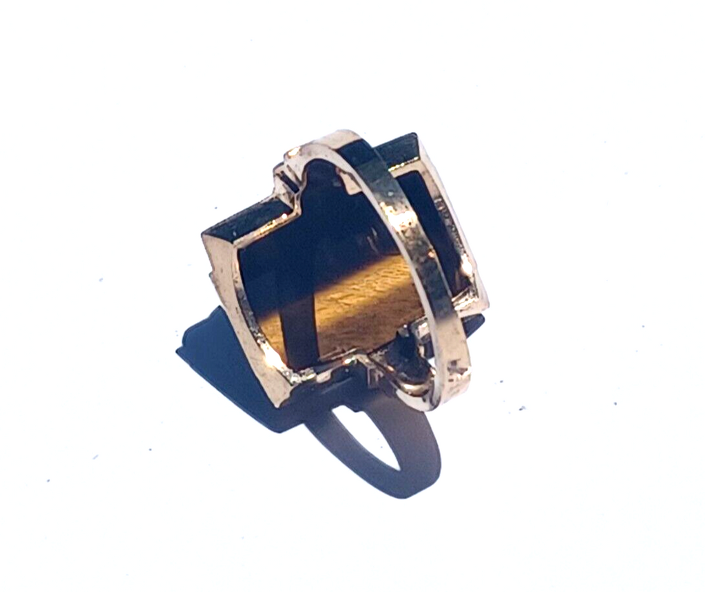 Vintage Men's Tigers Eye Roman Soldier Intaglio & 10K Gold Ring image 7