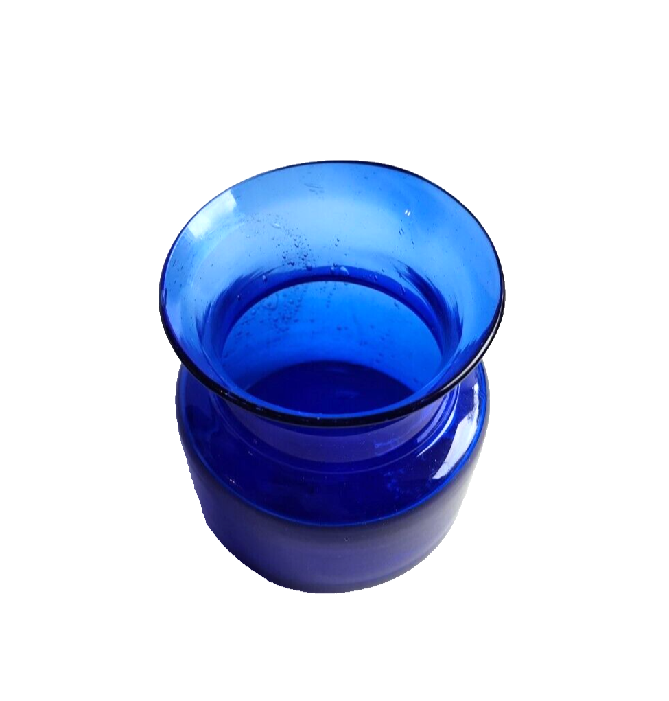 ERIK HOGLUND Large Blue Bubbly Glass Vase BODA SWEDEN 50'S SCANDINAVIAN image 1