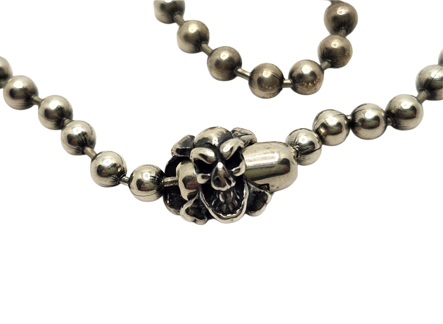 BWL Bill Wall Leather Sterling 4mm Ball Chain Skull Crossbones 24" Necklace image 1