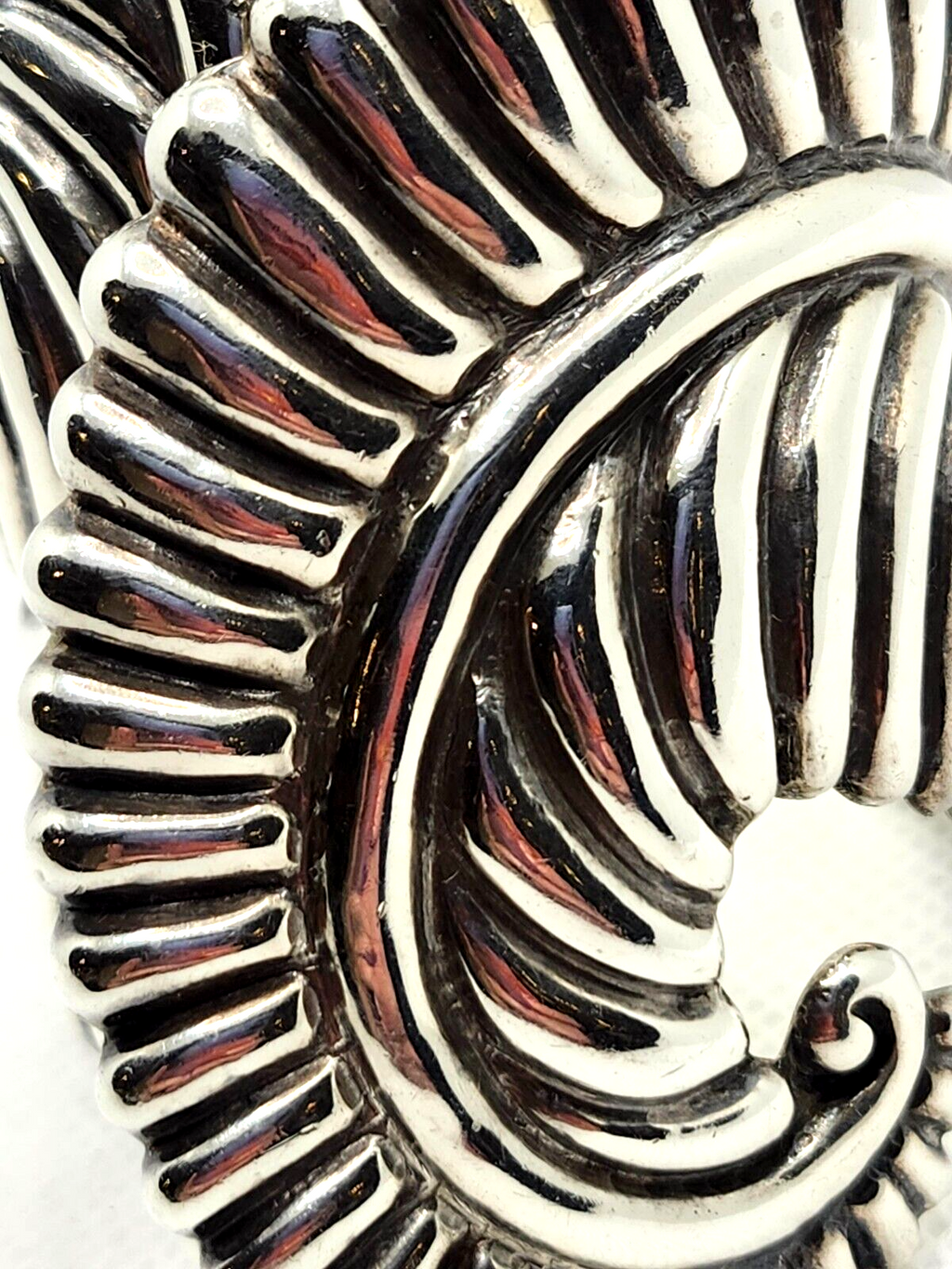 Vintage Taxco Mexican 925 Sterling Silver Clamper Fern Leaf Cuff Bracelet image 5