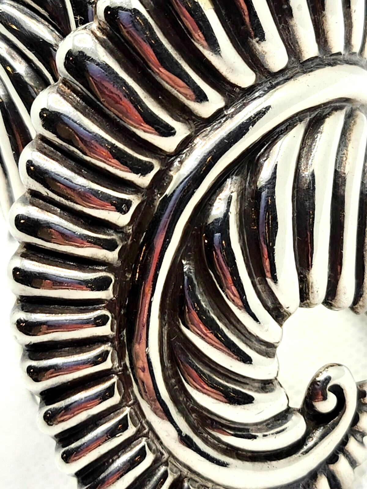 Vintage Taxco Mexican 925 Sterling Silver Clamper Fern Leaf Cuff Bracelet image 5