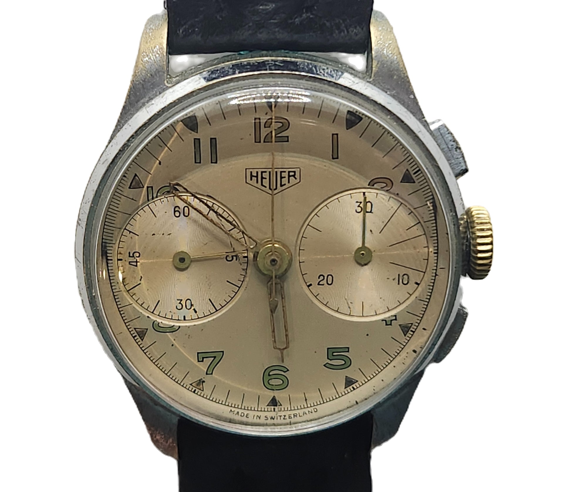 RARE! Vintage 1940's Original HEUER Chronograph Stainless Men's Watch image 3