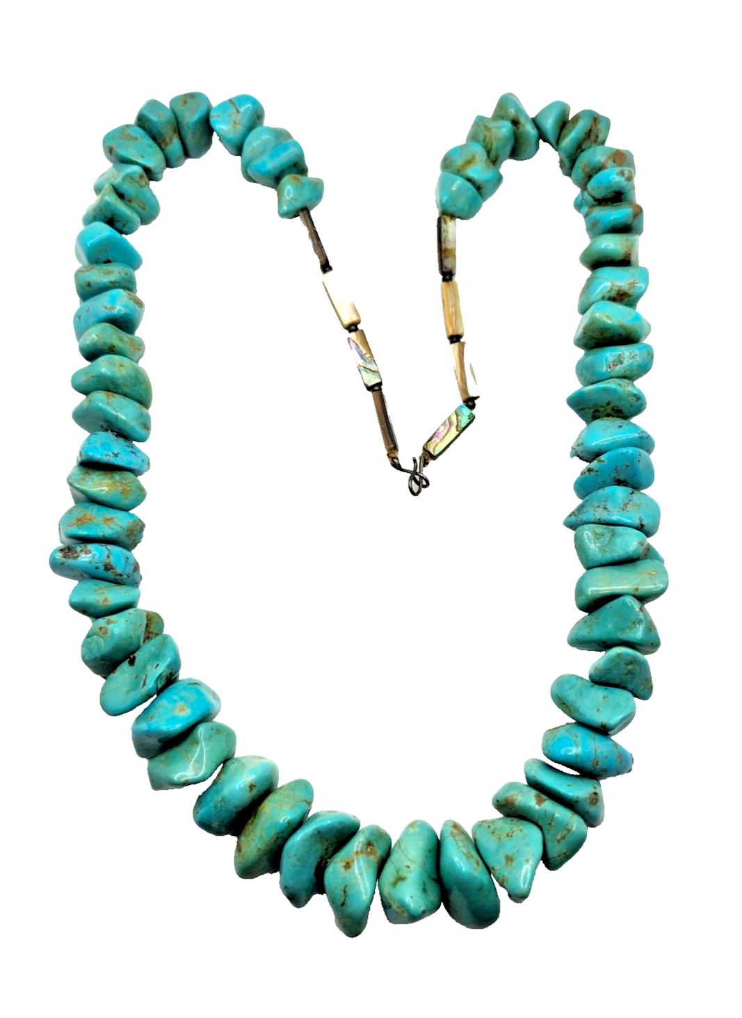 Antique Vintage Heavy Native American Chunky Graduated Turquoise Bead Necklace image 0