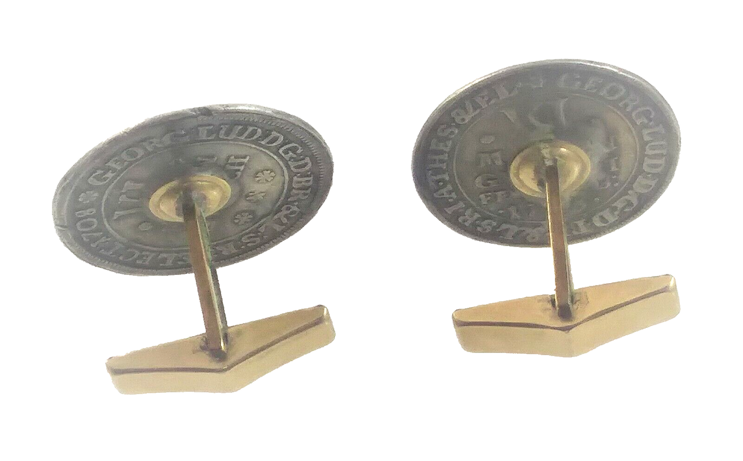 Antique 6 Marian Dime 1708 Silver Coin & 14K GF Cufflinks image 5