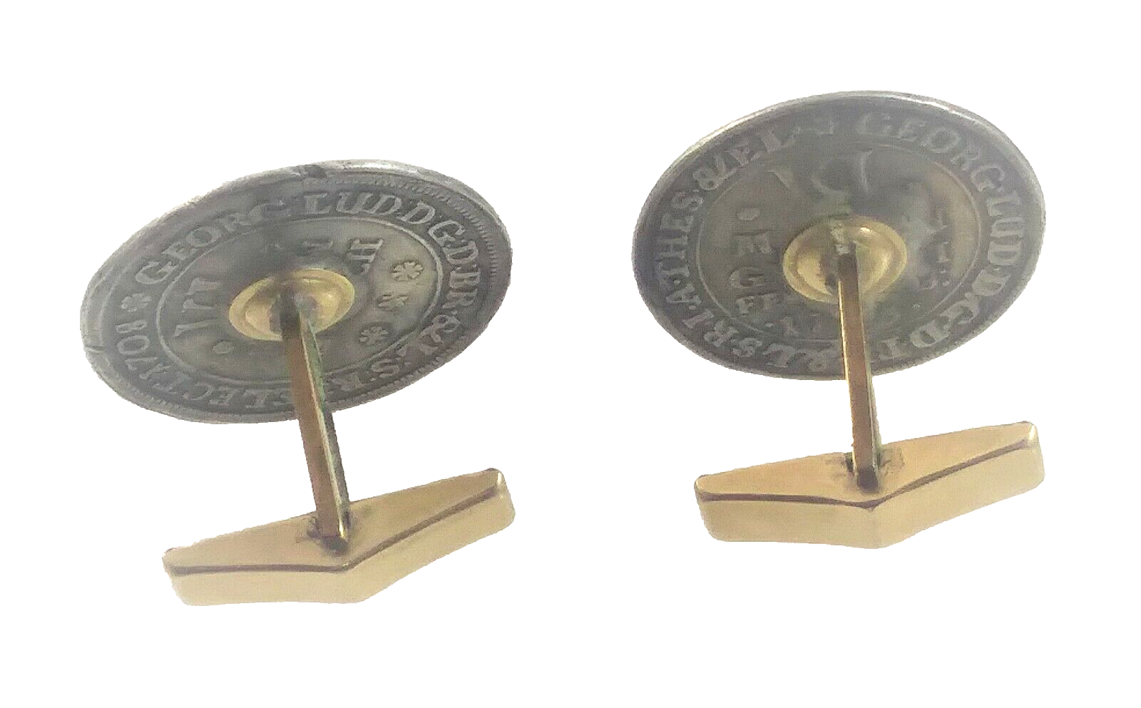 Antique 6 Marian Dime 1708 Silver Coin & 14K GF Cufflinks image 5