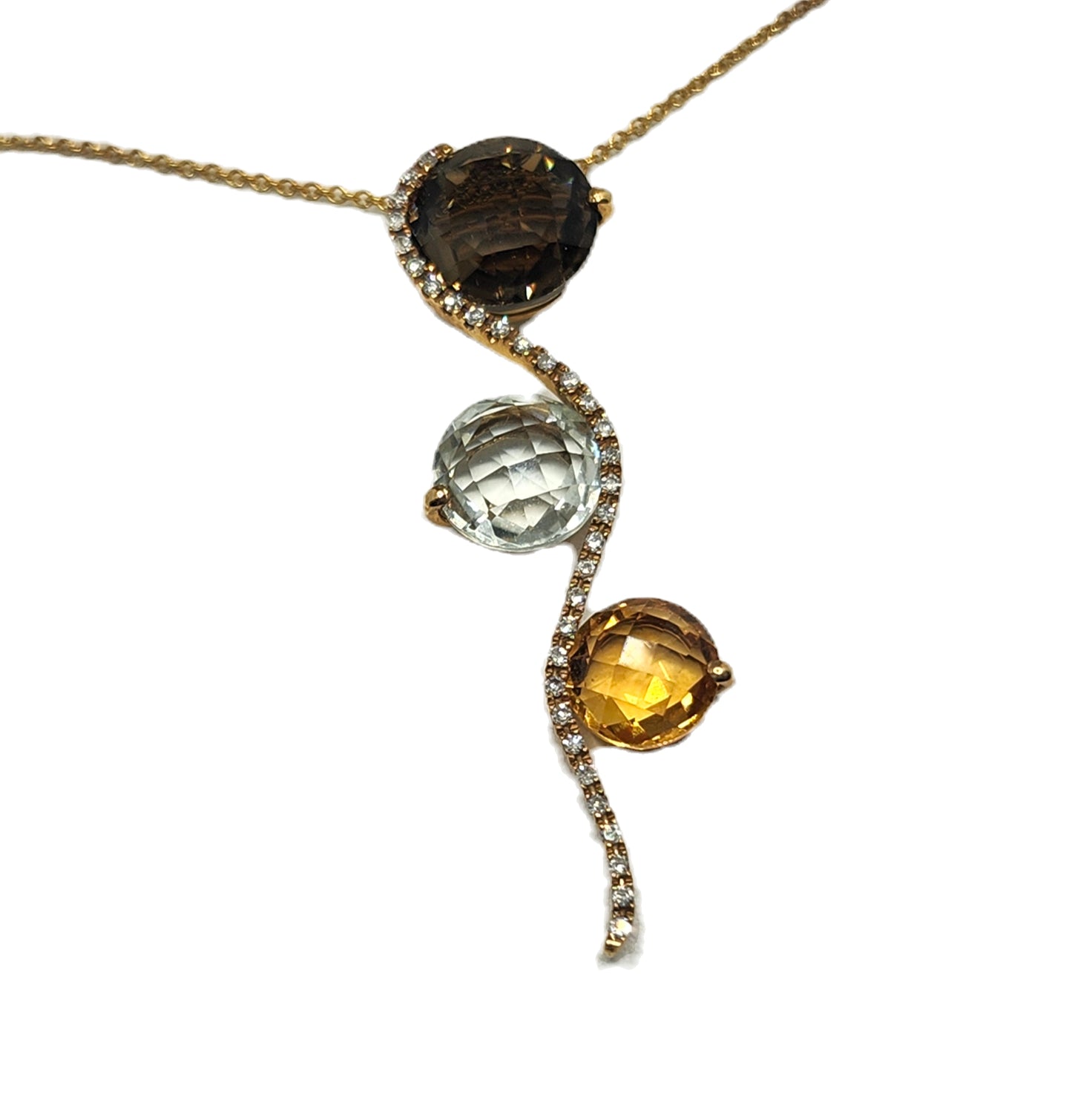 NEW! EFFY Multi Stone & Diamond 14k Yellow Gold Pendant w/ Chain image 0