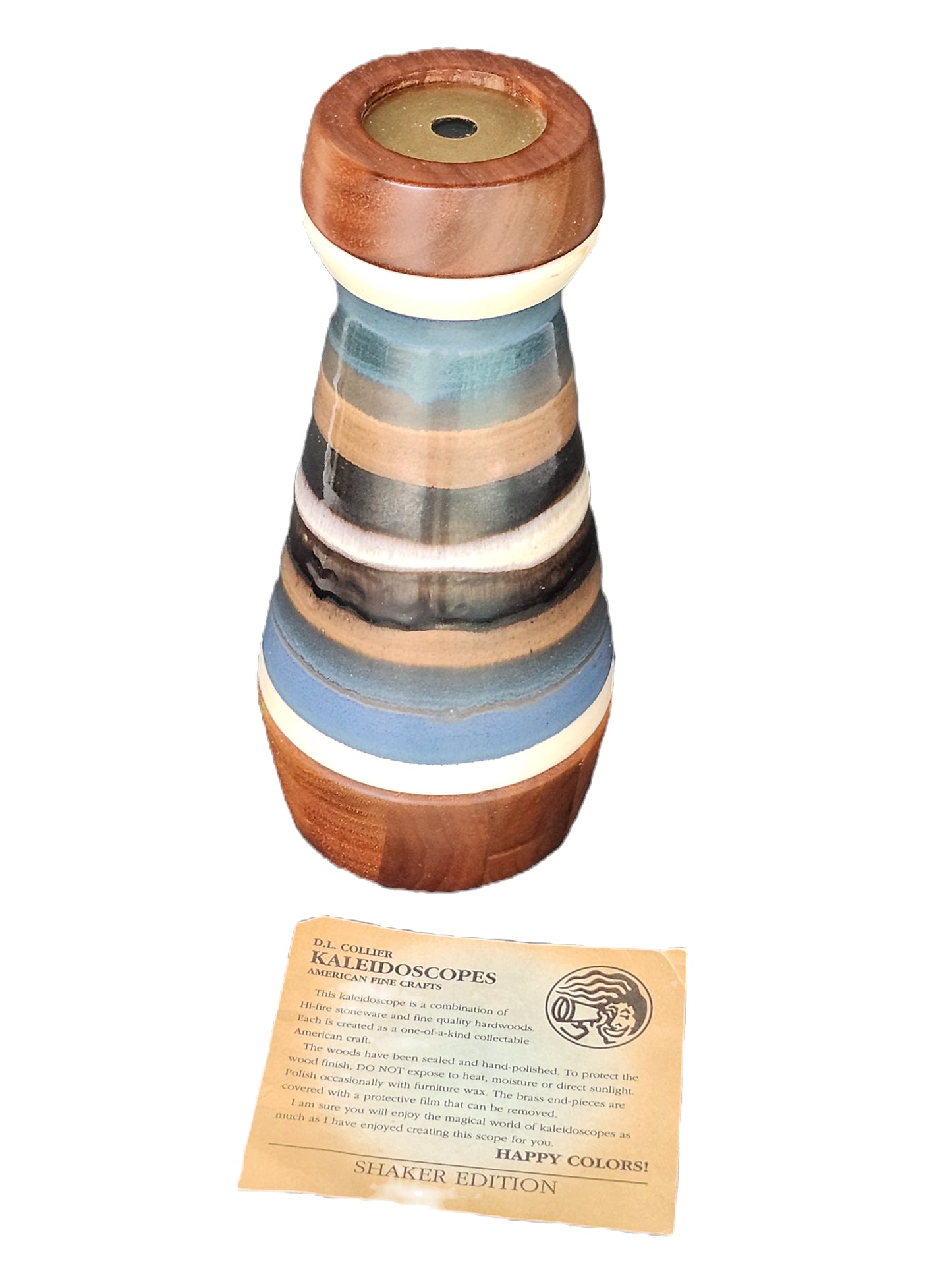 Vintage David Collier Signed Kaleidoscope Brass Wood and Clay image 0