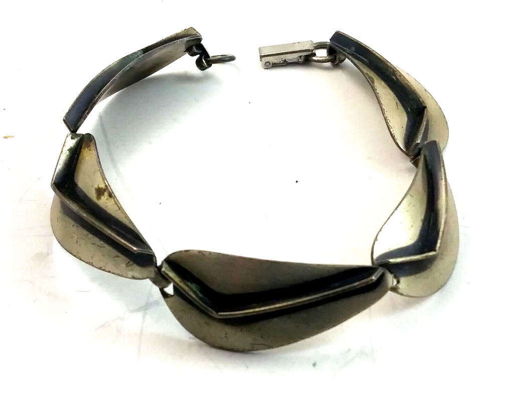 Vintage Mid Century Modern Sterling Beau Bracelet Pin & Earrings Set image 8