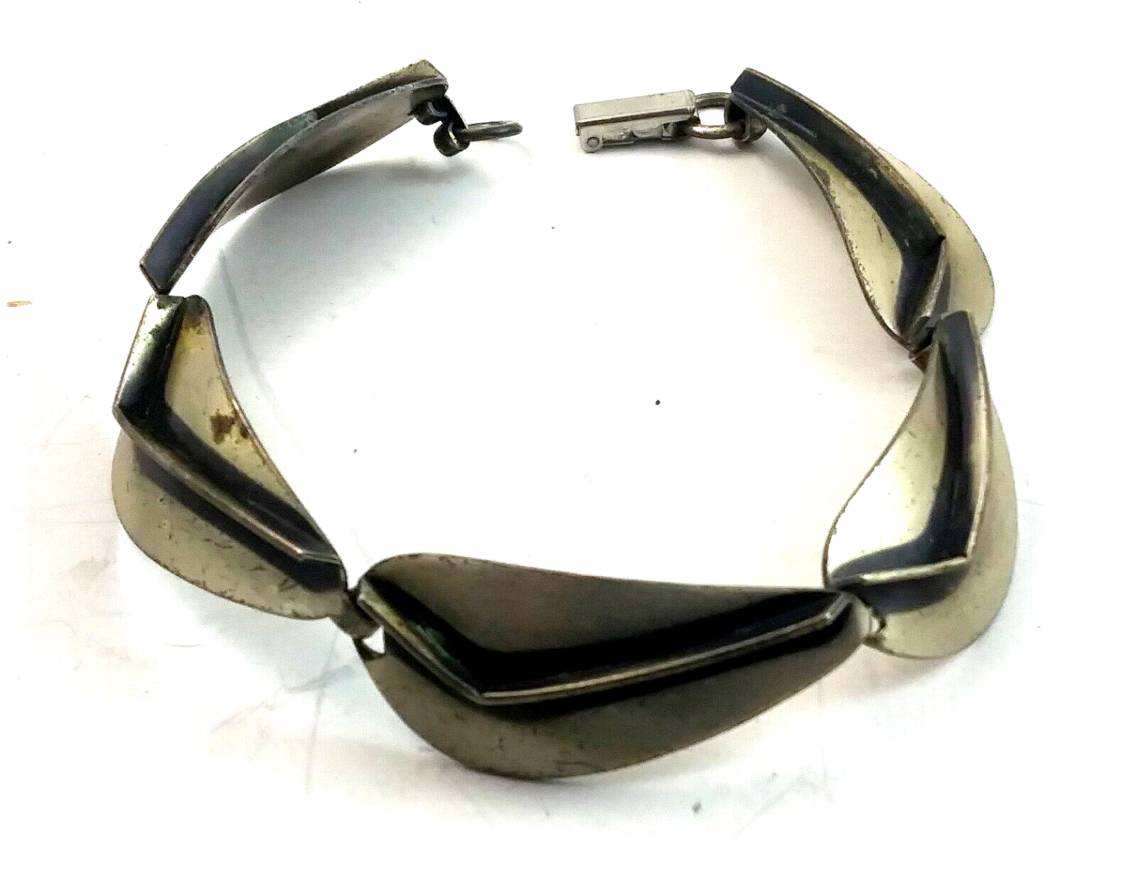 Vintage Mid Century Modern Sterling Beau Bracelet Pin & Earrings Set image 8