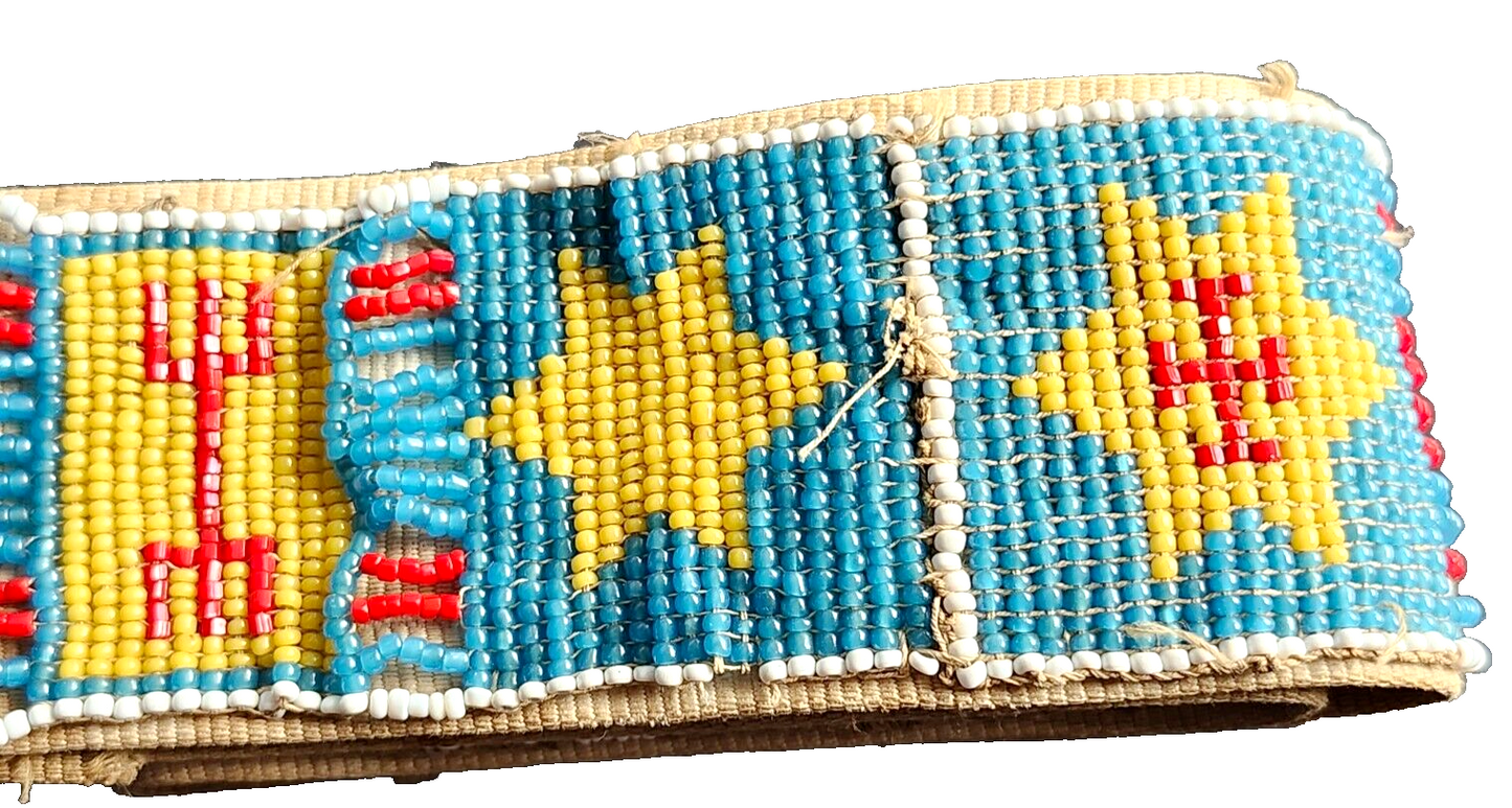 Antique Native American Indian Late 1800's Beaded Bead Work Belt image 5