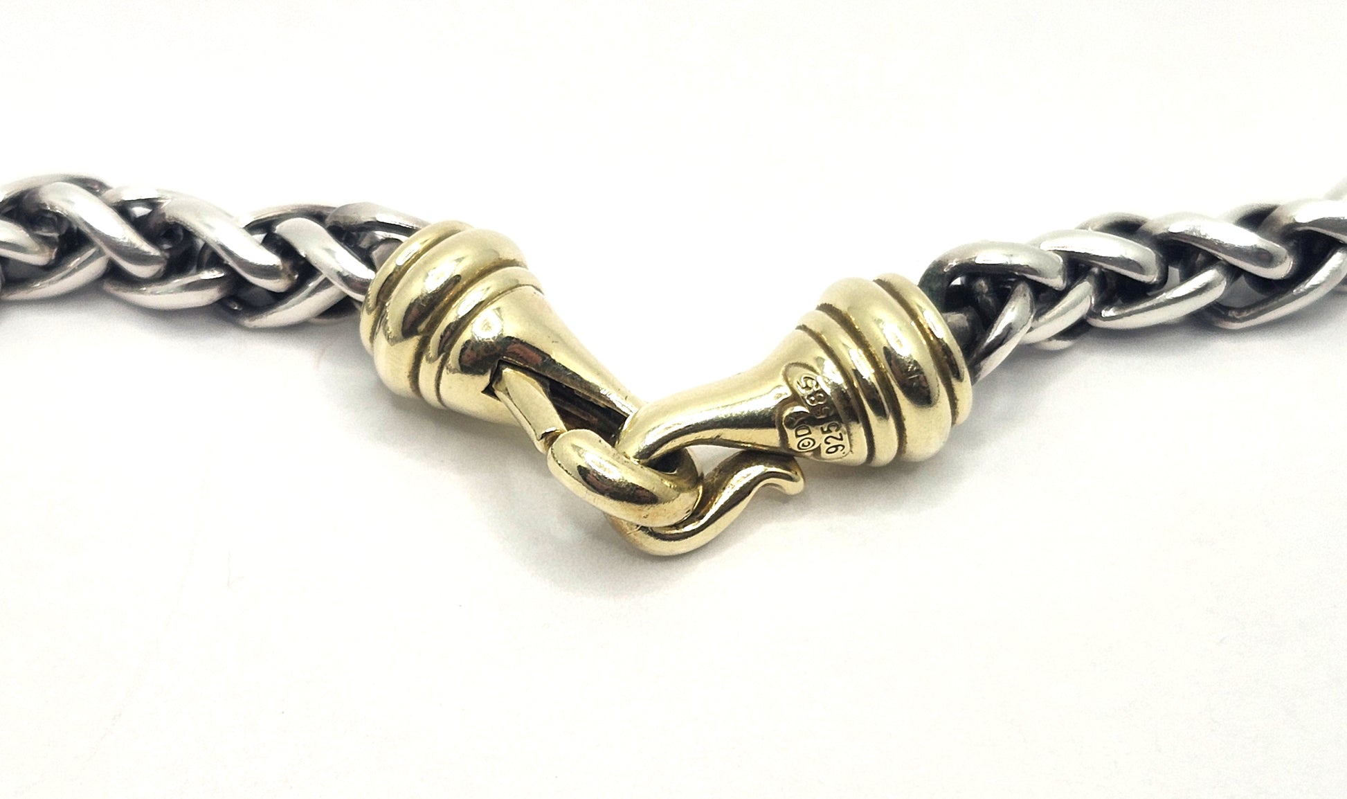 Vintage David Yurman 18" Sterling Silver Wheat Necklace with 14K Gold Clasp image 4