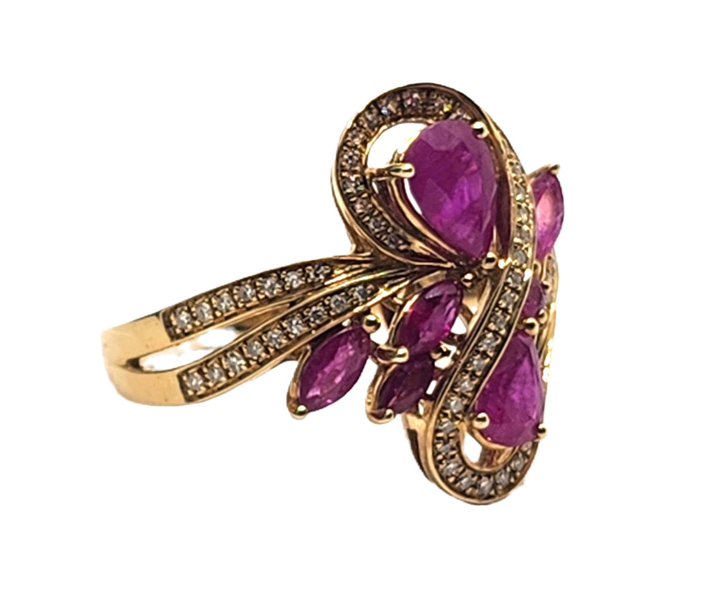 New! Effy Ruby & Diamond 14kYellow Gold Ring in Box image 3