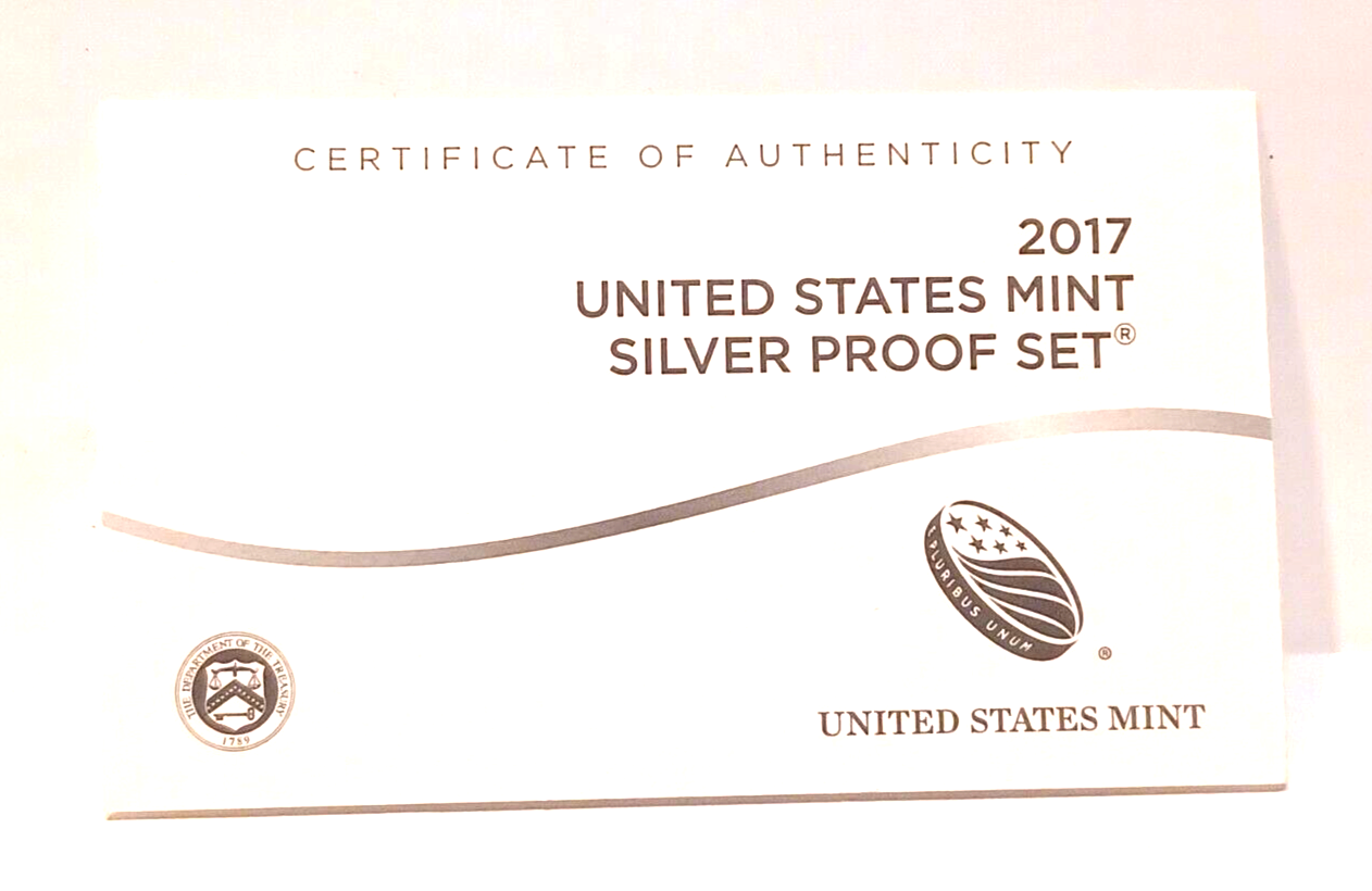 2017 S US Mint Silver Proof Set - 10 Coins COA Original Box image 6