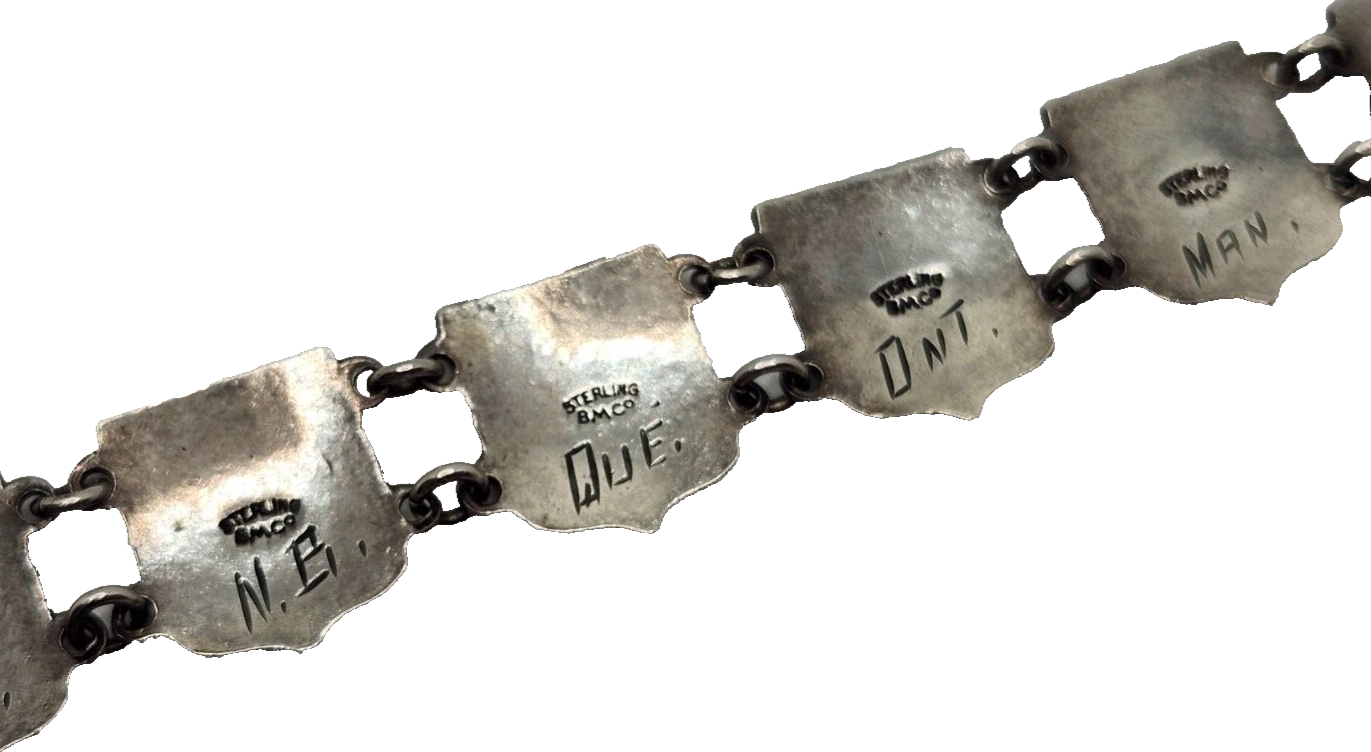 Vintage BMCo Sterling Silver Enamel Shield Flag Bracelet image 7