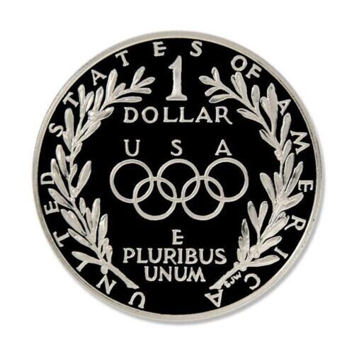XXIV Olympic Commemorative Proof 90% Silver Dollar Mint Box and COA image 1