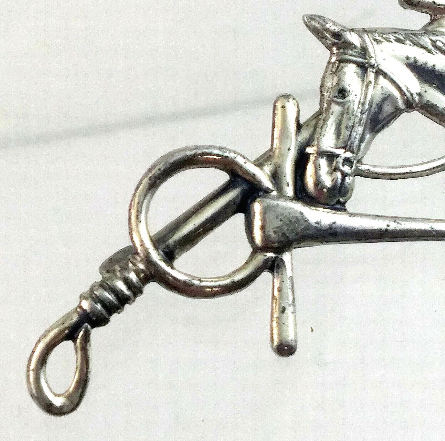 Vintage Stering Silver Equestrian Horse with Whip Pin Brooch image 3