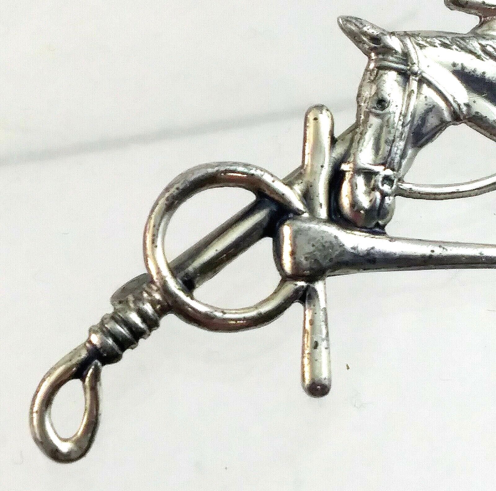 Vintage Stering Silver Equestrian Horse with Whip Pin Brooch image 3