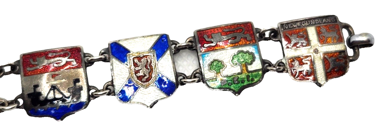 Vintage BMCo Sterling Silver Enamel Shield Flag Bracelet image 3