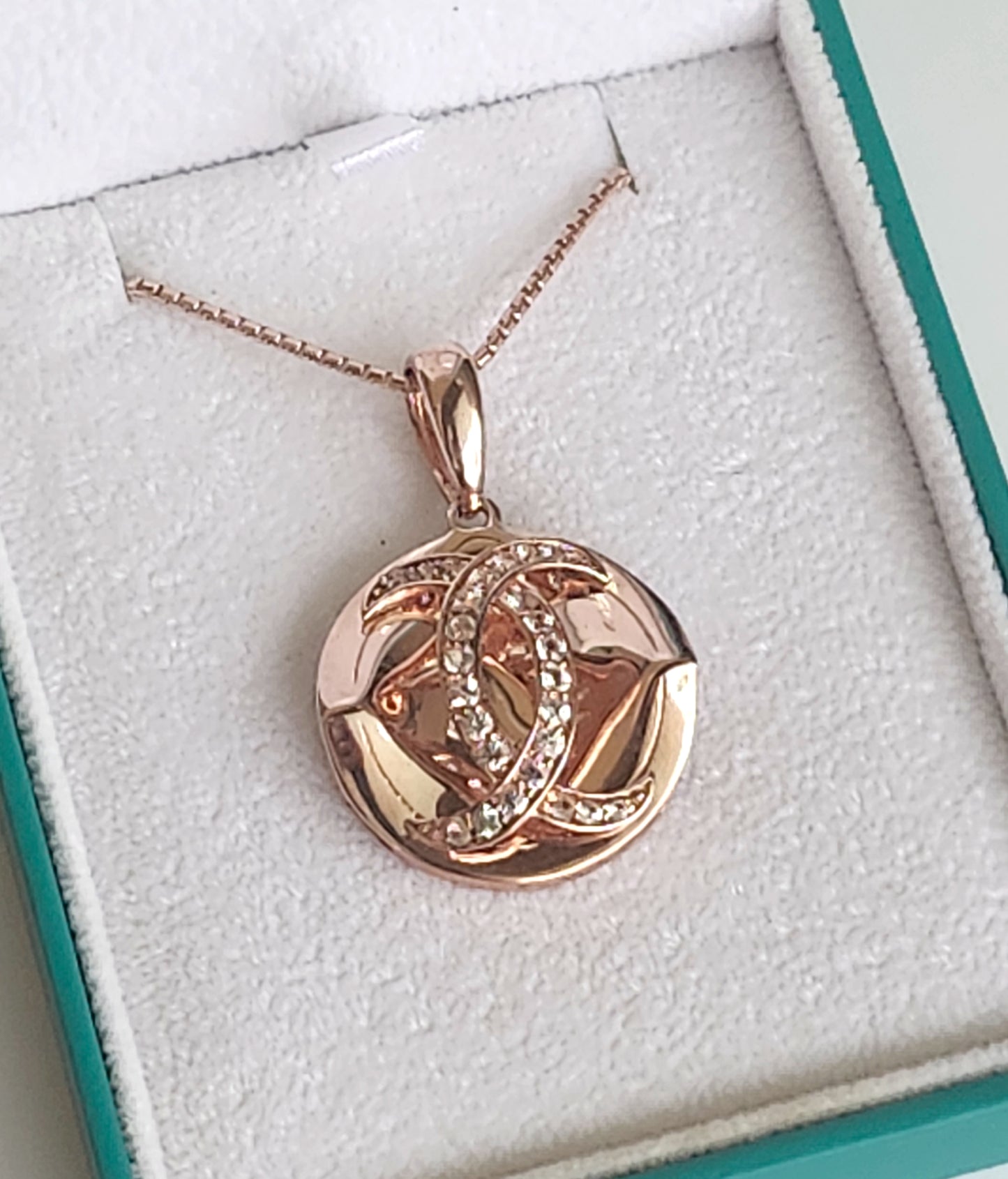 Effy Rose Gold Sterling Silver & White Sapphire Pendant with Chain in Box image 1