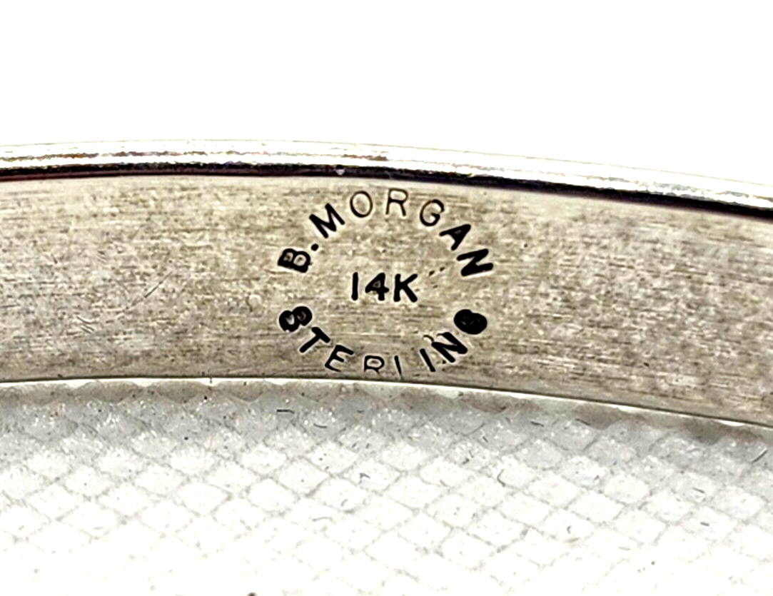 Vintage Native American Navajo B Morgan Sterling Silver & 14k Gold Cuff Bracelet image 7