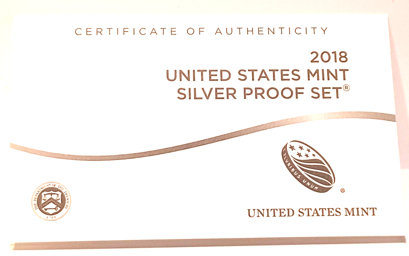 2018 S US Mint Silver Proof Set - 10 Coins COA Original Box image 7