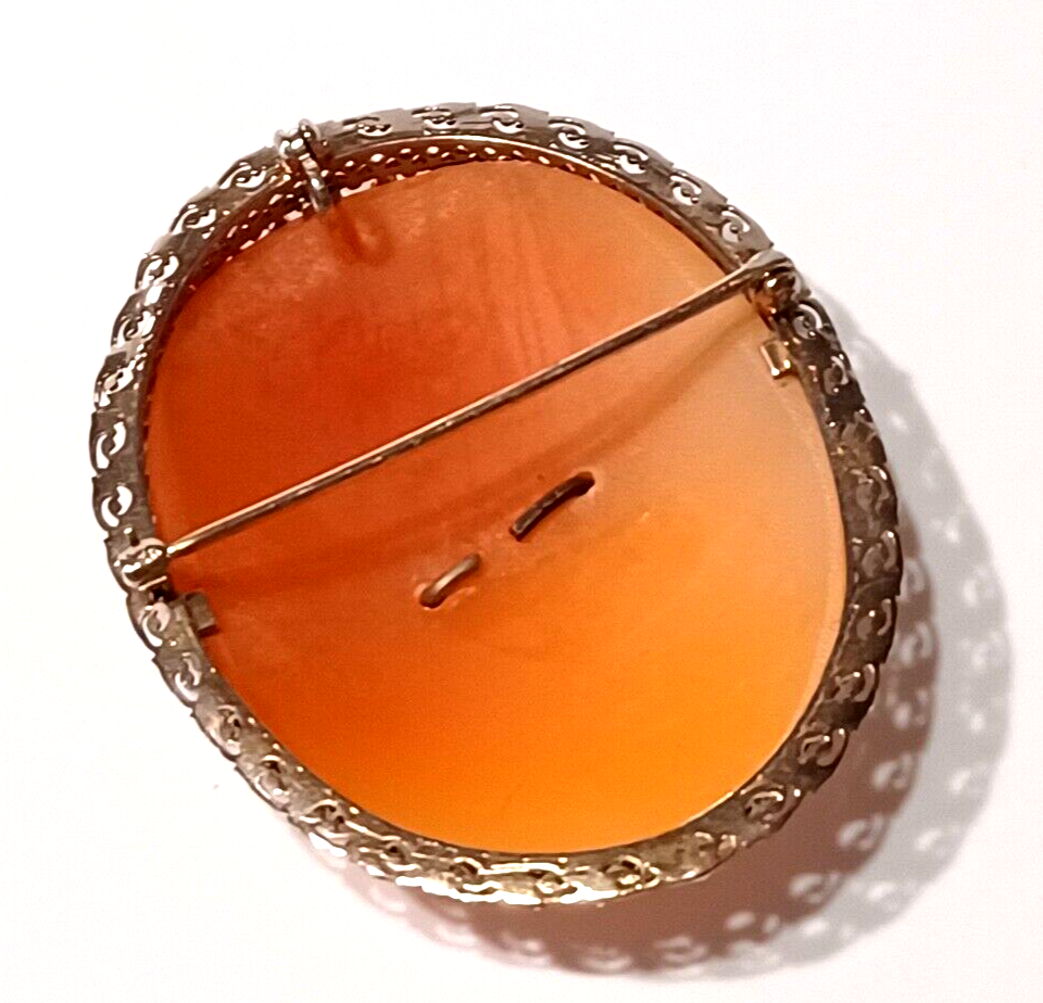 Gorgeous Victorian Shell Cameo & 14K White Gold Brooch ~ Cameo w/ Pearl Choker image 6