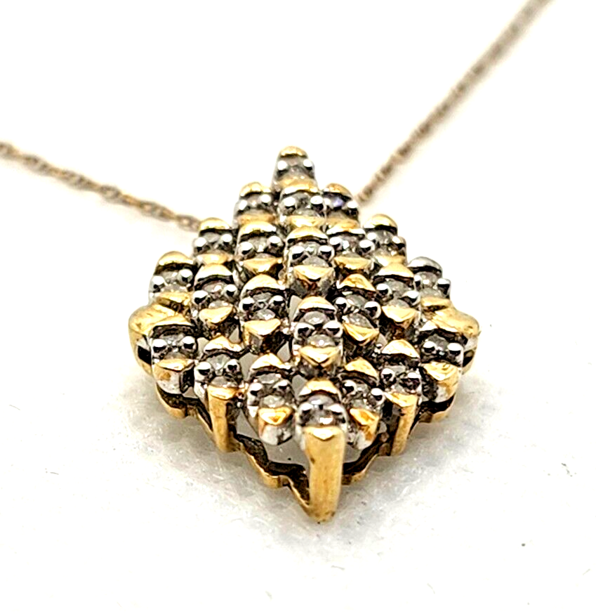 Vintage Chic 1ct Diamond Cluster 10k Yellow Gold Pendant Necklace image 6