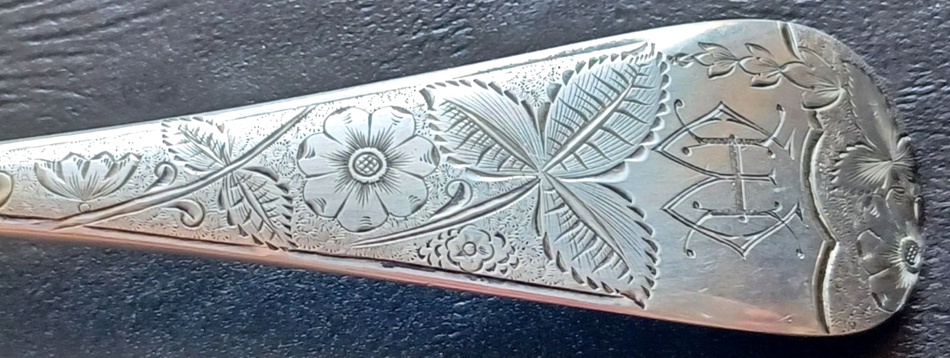 Antique Fancy Sterling Silver Macaroni Server Pierced Serving Spoon Floral Motif image 4