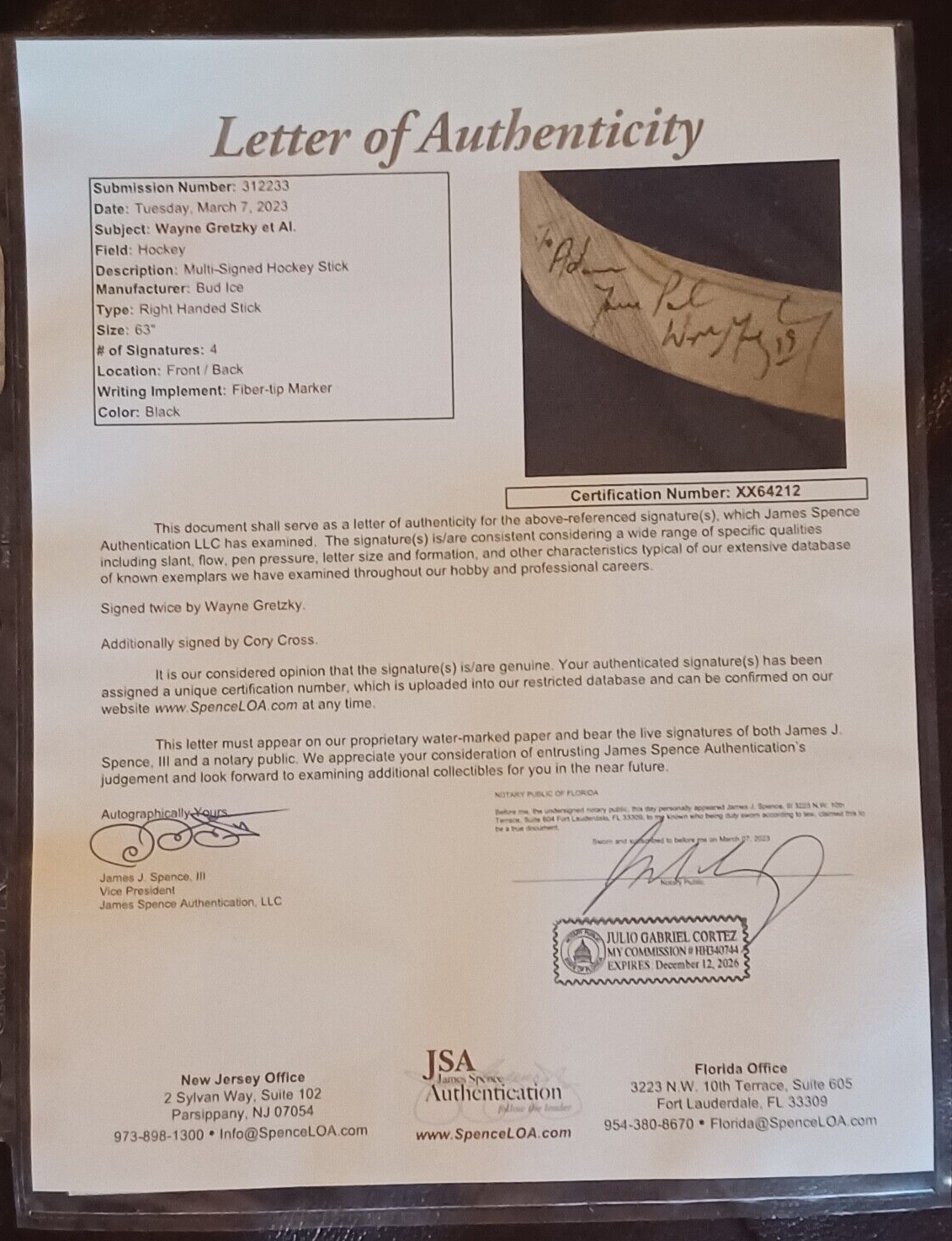 Very Rare One-Of-A-Kind Twice Signed Wayne Gretzky Autographed Hockey Stick L@@K image 15