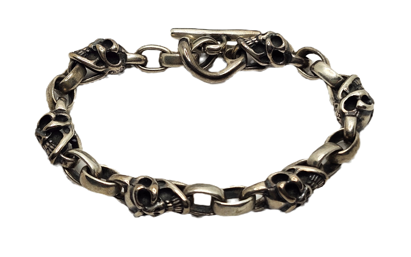 BWL Bill Wall Leather Six Good Luck Skull Sterling Silver Toggle Brac image 1