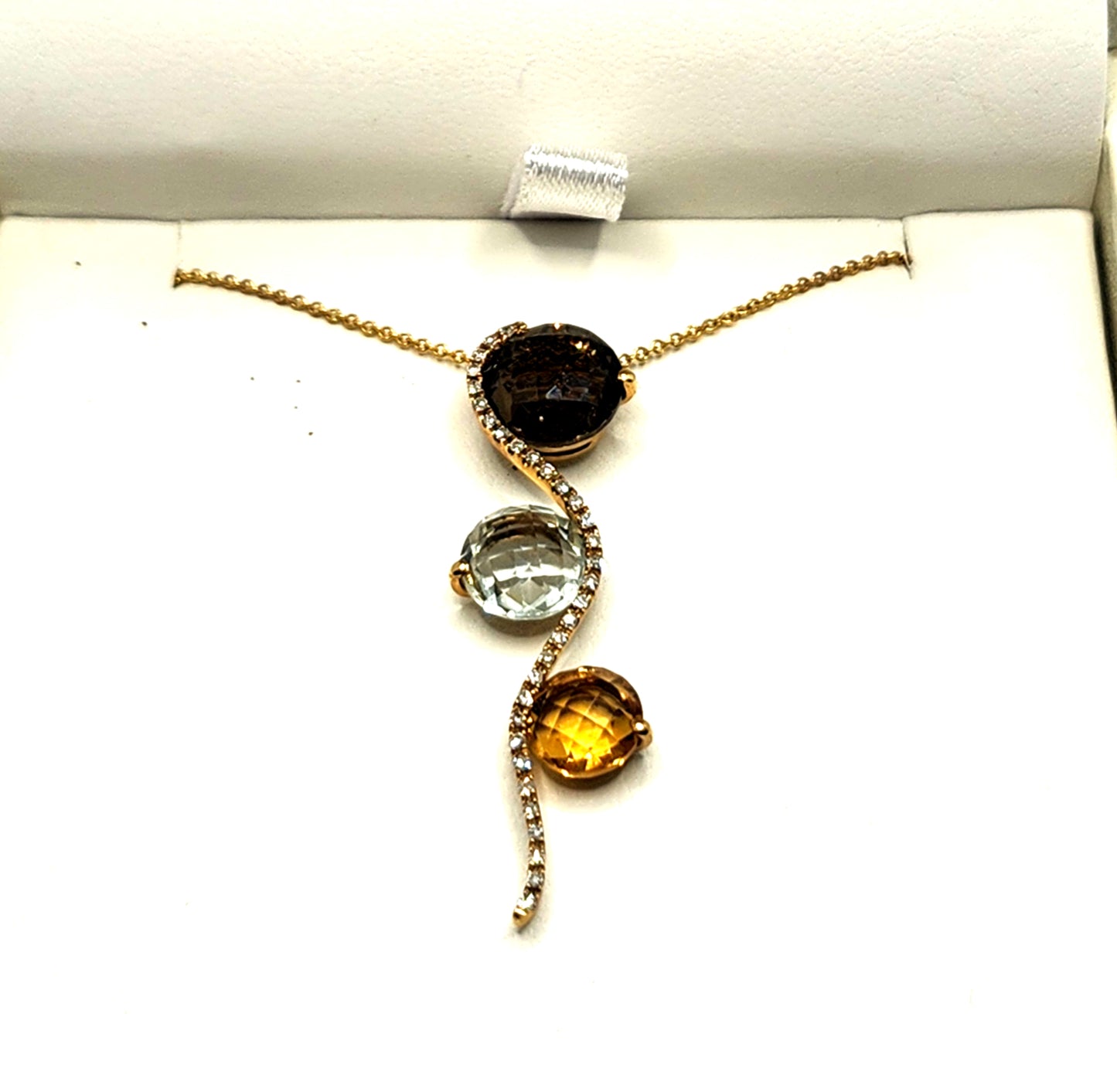 NEW! EFFY Multi Stone & Diamond 14k Yellow Gold Pendant w/ Chain image 3